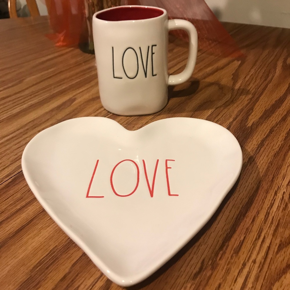 Rae Dunn Valentines LOVE mug / plate Set